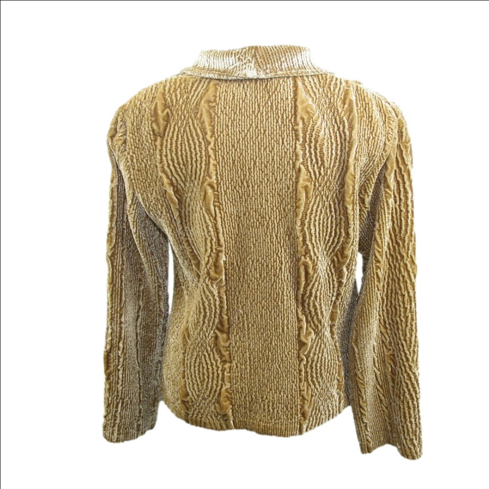 Harve Benard Tannish Gold Soft Ribbed Button Front Blazer Size 10 - Picture 4 of 6
